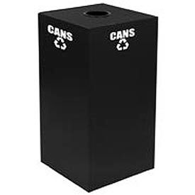 Steel Recycling Container with Bottle & Can Opening - 28 Gal. Cap. Black