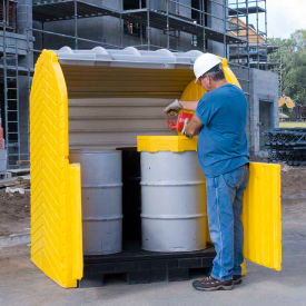 Ultra-Hard Top P4 Plus 4 Drum Outdoor Spill Containment Unit with Drain.
