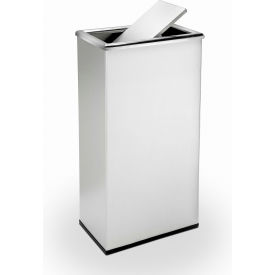 Stainless Steel Rectangular Trash Can With Swivel Lid, 13-1/2 Gallon