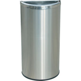Stainless Steel Half-Moon Open Top Trash Can, 8 Gallon