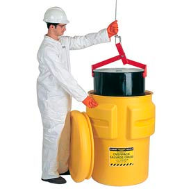 Eagle 1695 Plastic Salvage Drum - 95 Gallon - Yellow with Metal Band & Bolt