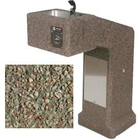 Concrete Outdoor Pedestal Drinking Fountain, ADA, Gray Limestone