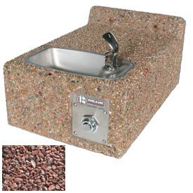 Concrete Outdoor Wall Mount Drinking Fountain, ADA, Red Quartzite