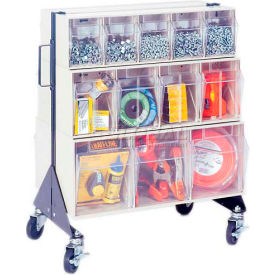 Mobile Tip Out Bin Floor Stand - Double Sided 24" H Ivory