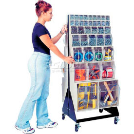 Mobile Tip Out Bin Floor Stand - Double Sided 48" H Ivory