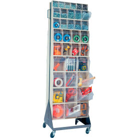 Mobile Tip Out Bin Floor Stand - Double Sided 70" H Ivory