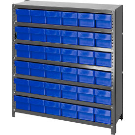 Quantum Closed Shelving Euro Drawer Unit - 36x12x39 - 36 Euro Drawers Blue