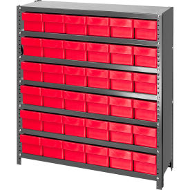 Closed Shelving Euro Drawer Unit - 36x12x39 - 36 Euro Drawers Red