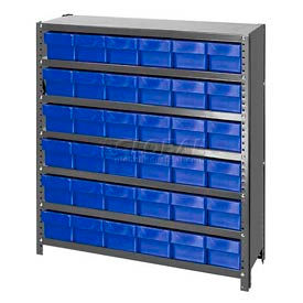Closed Shelving Euro Drawer Unit - 36x18x39 - 36 Euro Drawers Blue