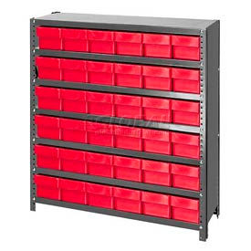 Closed Shelving Euro Drawer Unit - 36x18x39 - 36 Euro Drawers Red