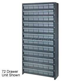 Closed Shelving Euro Drawer Unit - 36x12x75 - 36 Euro Drawers Gray