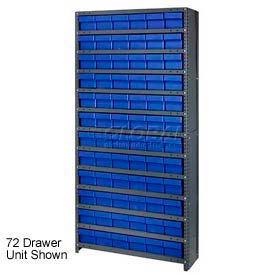 CL1275-701 Closed Shelving Euro Drawer Unit - 36x12x75 - 48 Euro Drawers Blue