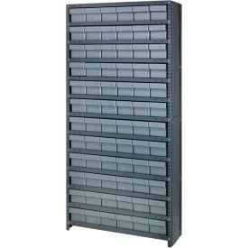 Closed Shelving Euro Drawer Unit - 36x12x75 - 72 Euro Drawers Gray