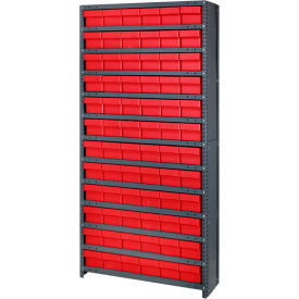 Closed Shelving Euro Drawer Unit - 36x12x75 - 72 Euro Drawers Red