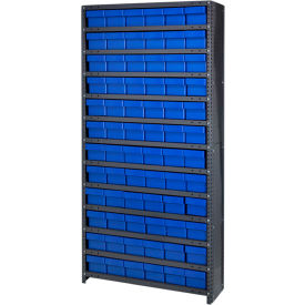 Closed Shelving Euro Drawer Unit - 36x18x75 - 72 Euro Drawers Blue