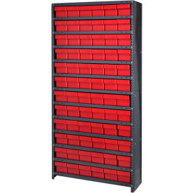 Closed Shelving Euro Drawer Unit - 36x18x75 - 72 Euro Drawers Red