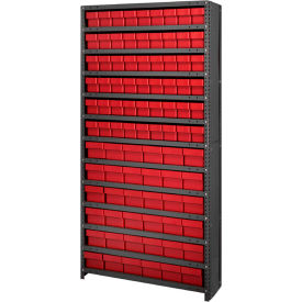 Closed Shelving Euro Drawer Unit - 36x18x75 - 90 Euro Drawers Red