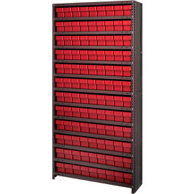 Closed Shelving Euro Drawer Unit - 36x18x75 - 108 Euro Drawers Red