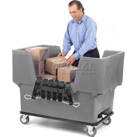 Gray Easy Access 18 Bushel Plastic Mail & Box Truck with Cargo Net