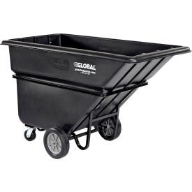 Heavy Duty Plastic Tilt Truck, 1 Cu. Yd. Cap, 1250 Lbs. Cap, Black