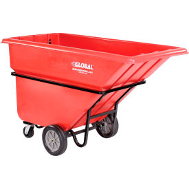 Heavy Duty Plastic Tilt Truck, 1 Cu. Yd. Cap, 1250 Lbs. Cap, Red