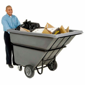 Extra Heavy Duty Plastic Tilt Truck, 1 Cu. Yd. Cap, 2100 Lbs. Cap, Gray
