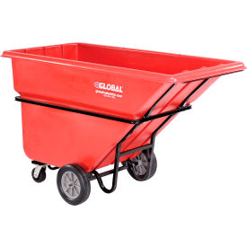 Extra Heavy Duty Plastic Tilt Truck, 1 Cu. Yd. Cap, 2100 Lbs. Cap, Red