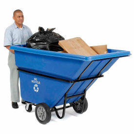 Extra HD Plastic Recycling Tilt Truck, 1 Cu. Yd. Cap, 2100 Lbs. Cap, Blue