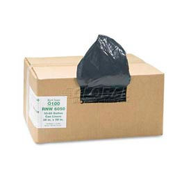 Black Recycled Can Liners - 55 to 60 Gallon, 1.25 Mil, 100/Case