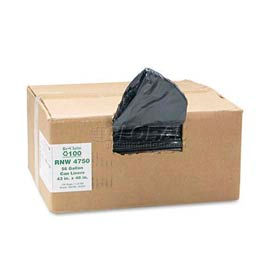 Black Recycled Can Liners - 56 Gallon, 1.25 Mil, 100/Case
