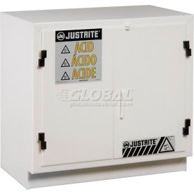 36x2-1/2 Ltr Bottle Cap Acid Cabinet, Self-Close, 2 Door, 36"W x 21-3/4"D x 35-3/4"H, White