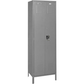 1-Tier 2 Door Executive Locker with Legs, 24"W x 18"D x 78"H, Gray, Assembled