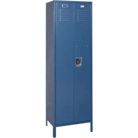 1-Tier 2 Door Executive Locker with Legs, 24"W x 24"D x 78"H, Blue, Assembled