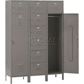 Vanguard 8 Person Locker, 54"W x 18"D x 78"H, Gray, Unassembled