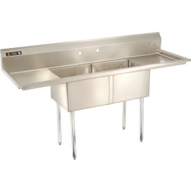 Two Bowl Stainless Steel Sink 18 x 18 with 16-1/2" Right & Left Sided Drainboard