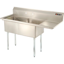 Two Bowl Stainless Steel Sink, 18 x 18, Right Sided Drainboard
