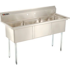 Three Bowl Stainless Steel Sink, 18 x 18
