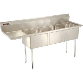 3 Compartment Sink, 18 x 18, Left Side Drainboard