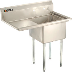 One Bowl Stainless Steel Sink 18x18 with 16-1/2" Left Side Drainboard