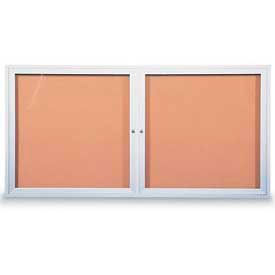 United Visual Products Two-Door Outdoor Corkboard - 42"W x 32"