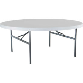72" Round Portable Folding Plastic Table, White