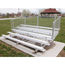 5 Row Aluminum Bleacher with Guardrails, 21' Long, Single Footboard