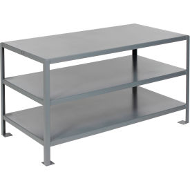 Stationary Machine Table W/ 3 Shelves, Steel Square Edge, 24"W x 18"D, Gray