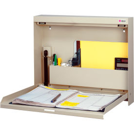 WallWrite® Folding Wall Mount Desk, Non-Locking, 20"W x 3-3/8"D x 16-3/8"H, Tan