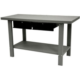 Steel Workbench, 2 Drawers, 59"W x 25-1/2"D, Gray