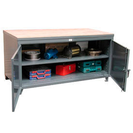StrongHold Butcher Block Workbench, 72"W x 36"D, Gray