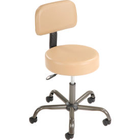 AntiMicrobial Medical Stool with Backrest - Vinyl - Beige