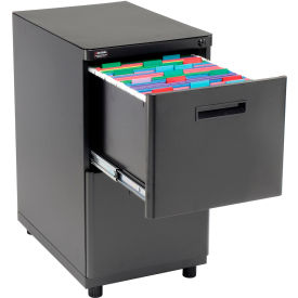 Pedestal File, 2 Drawers, 16"W x 20"D x 29"H, Black