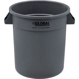Plastic Trash Can, 10 Gallon, Gray
