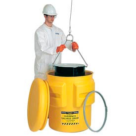 Plastic Salvage Drum - 65 Gallon - Yellow with Metal Band & Bolt